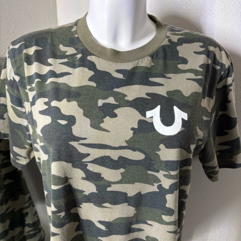 True Religion Green Camouflage Short Sleeve Tee